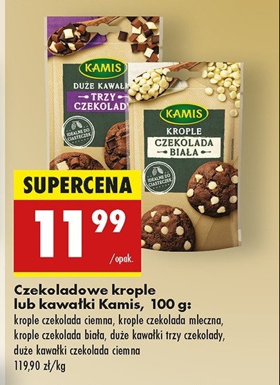 Krople czekolada ciemna duże kawałki Kamis promocja w Biedronka