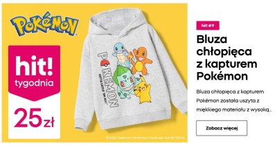 Bluza chłopięca z kapturem Pokémon promocja w Pepco