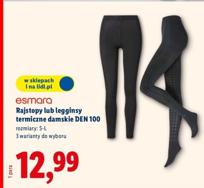 Rajstopy lub legginsy termiczne damskie DEN 100 Esmara promocja w Lidl
