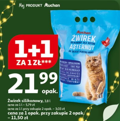 Żwirek silikonowy Auchan 3,8l promocja w Auchan
