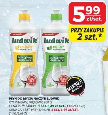 Płyn do mycia naczyń Ludwik cytrynowy, miętowy promocja w Top Market