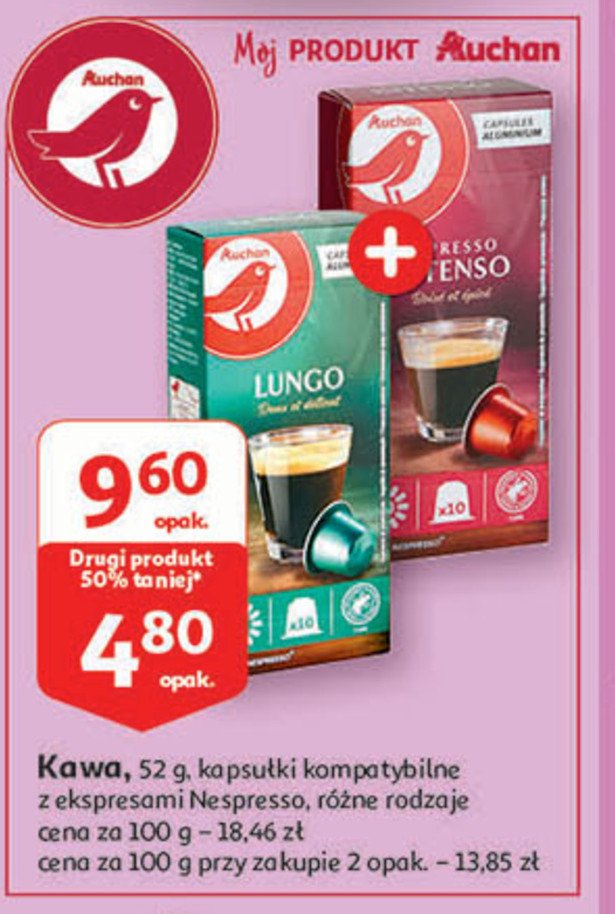 Kawa espresso intenso Auchan różnorodne (logo czerwone) promocja