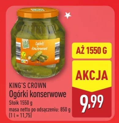 Ogórki konserwowe King's Crown Ogórki konserwowe promocja w Aldi