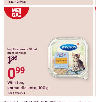 Karma dla kota z drobiem Winston promocja w Rossmann