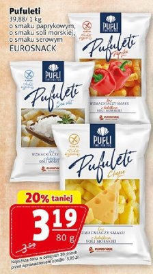 Puffuleti Eurosnack o smaku paprykowym, o smaku soli morskiej, o smaku serowym 80 g promocja w Prim Market