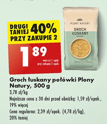 Groch łuskany połówki Plony natury promocja