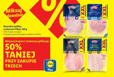 Wszystkie wędliny w plastrach, 250 g - 3 SZT. -50% promocja w Lidl