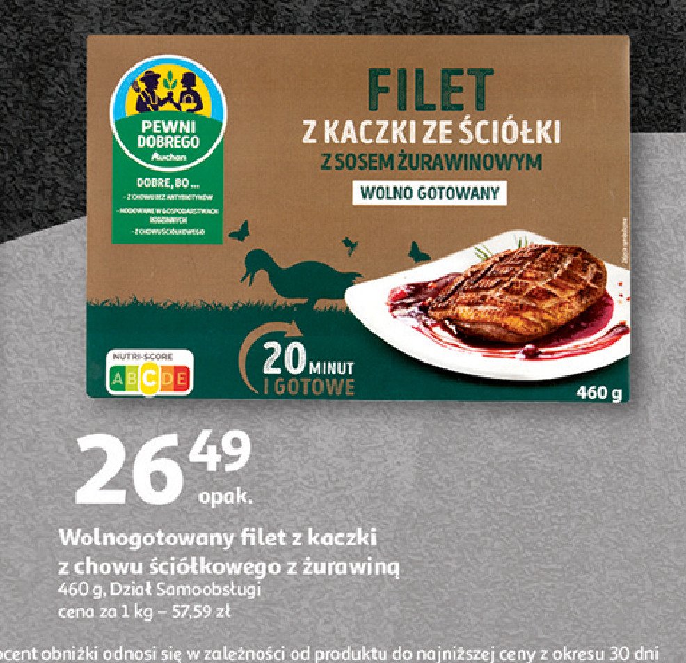 Filet z kaczki wolno gotowany z sosem żurawinowym Auchan pewni dobrego promocja