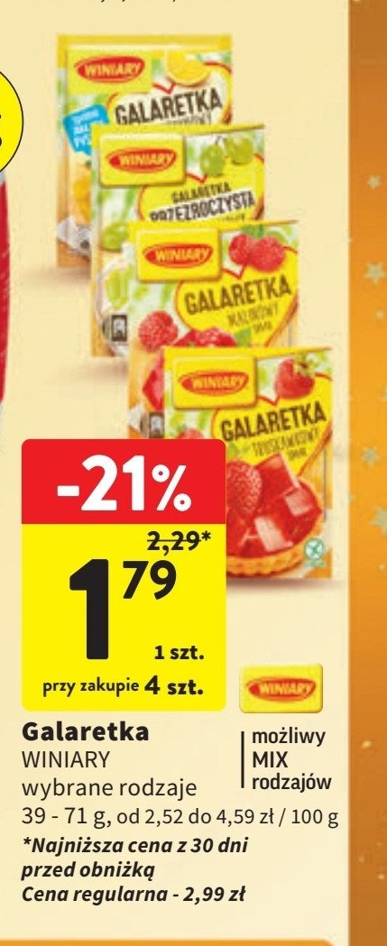 Galaretka przezroczysta winogronowy smak Winiary promocja w Intermarche