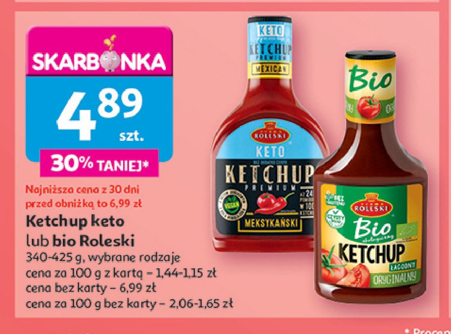 Ketchup łagodny Roleski bio promocja w Auchan