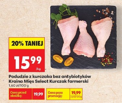 Podudzie z kurczaka bez antybiotyków Kraina Mięs Select Kurczak farmerski promocja w Biedronka