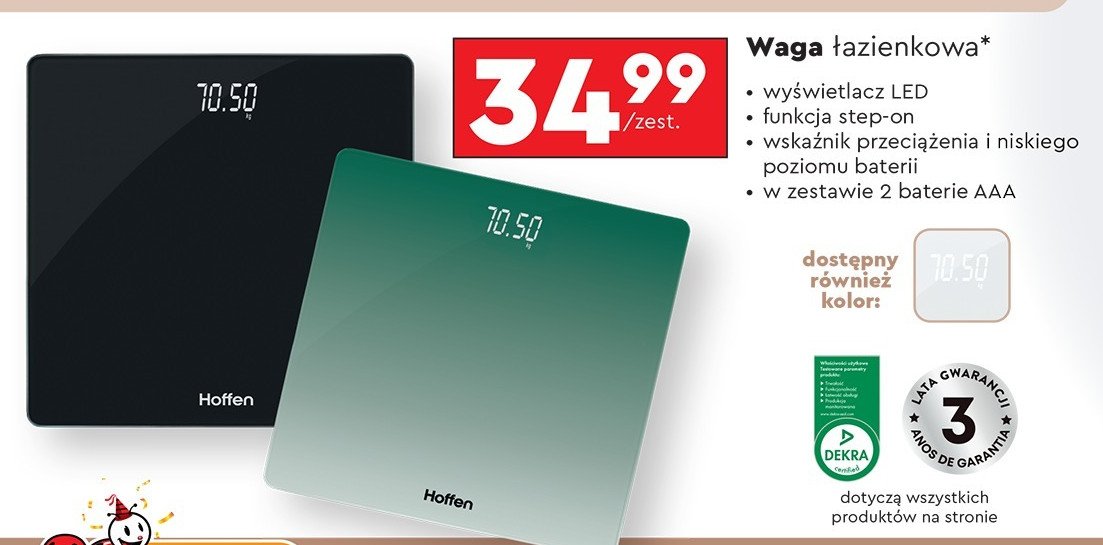 Waga łazienkowa Hoffen promocja w Biedronka