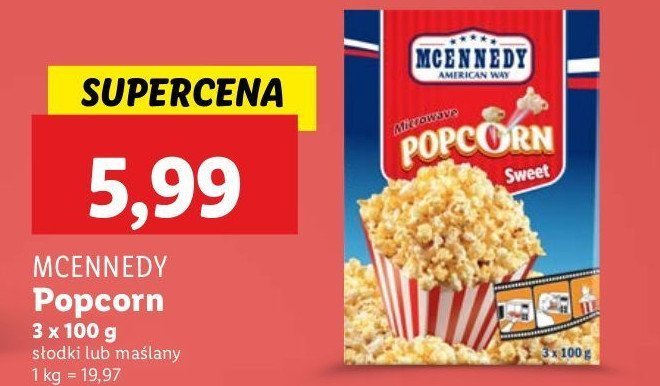 Popcorn do mikrofalówki maślany Mcennedy promocja