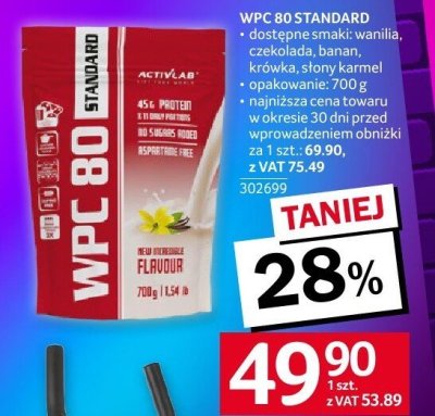 Białko WPC 80 STANDARD ACTIVLAB różne smaki 700g promocja w Selgros