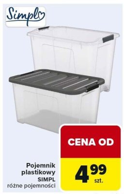 Pojemnik plastikowy z pokrywą SIMPLO różne pojemności promocja w Carrefour