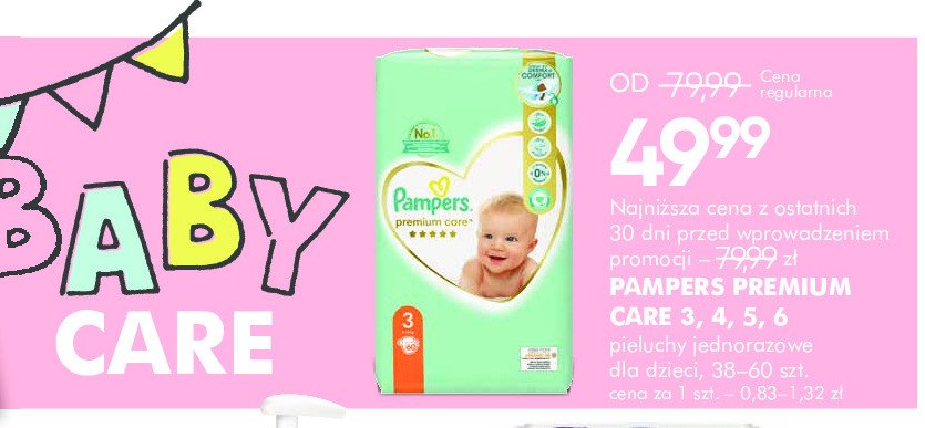 Pieluszki dla dzieci 6 Pampers premium care promocja