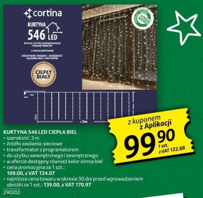 Kurtyna 546 LED ciepła biel promocja w Selgros