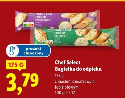 Bagietka do odpiektu z masłem czosnkowym lub ziołowym Chef Select promocja w Lidl
