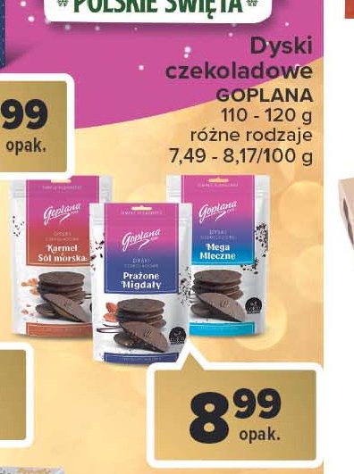 Dyski czekoladowe prażone migdały Goplana promocja