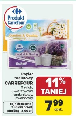 Papier toaletowy CARREFOUR Comfort & Quality 3-warstwowy rumiankowy, lawendowy promocja w Carrefour