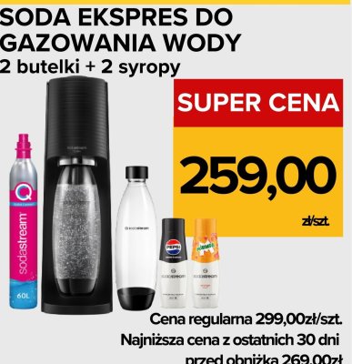 Soda ekspres do gazowania wody 2 butelki + 2 syropy promocja w Supeco