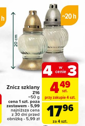 Znicz szklany z16 promocja