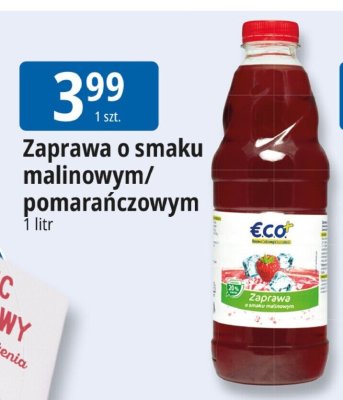Zaprawa o smaku malinowym/pomarańczowym Eco+ promocja w Leclerc