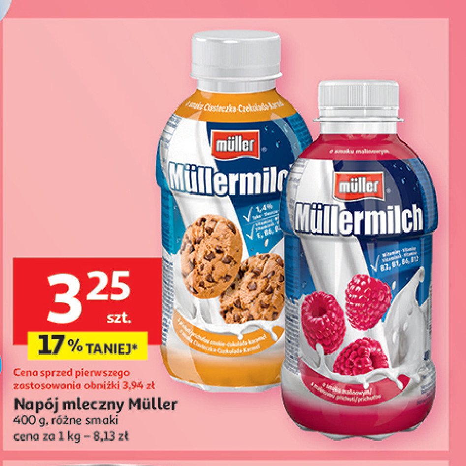 Napój mleczny ciasteczka-czekolada-karmel Mullermilch promocja w Auchan