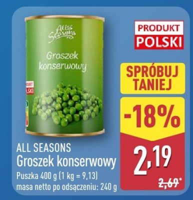 Groszek konserwowy  promocja w Aldi