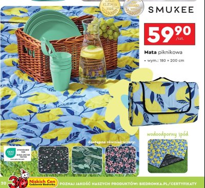 Mata piknikowa 180 x 200 cm Smukee promocja