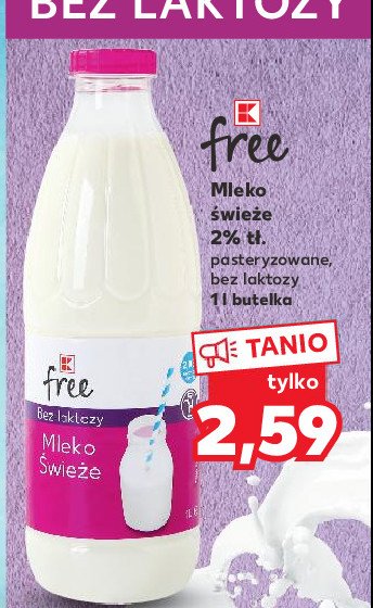 Mleko 2 % bez laktozy K-classic free promocja