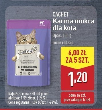 Karma dla kota cielęcina w sosie Cachet promocja w Carrefour