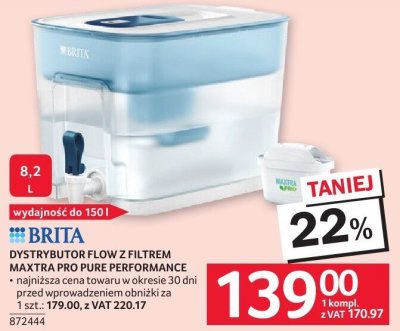 Dzbanek filtrujący BRITA DYSTRYBUTOR FLOW Z FILTREM MAXTRA PRO PURE PERFORMANCE promocja w Selgros