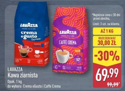 Kawa ziarnista LAVAZZA Crema e gusto lub Caffe Crema promocja w Aldi