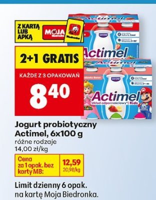 Jogurt probiotyczny Actimel, 6x100 g różne rodzaje promocja w Biedronka