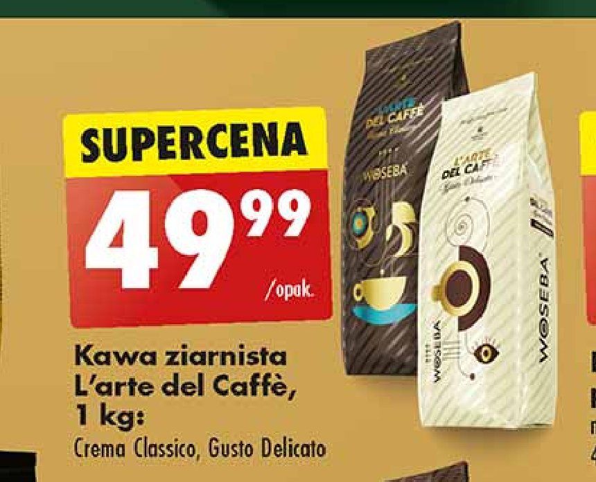 Kawa crema classico Woseba l'arte del caffe promocja w Biedronka