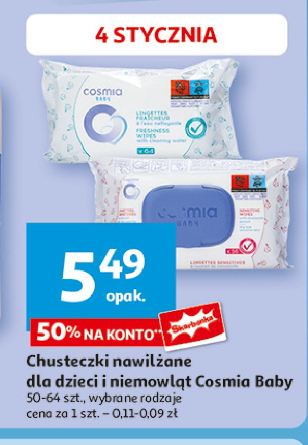 Chusteczki nawilżane Cosmia baby promocja