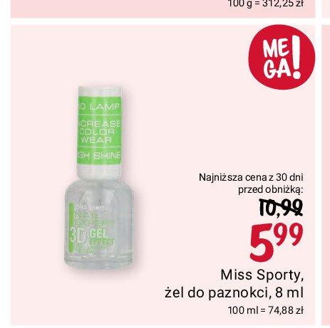 Żel do paznokci Miss sporty nail expert promocja