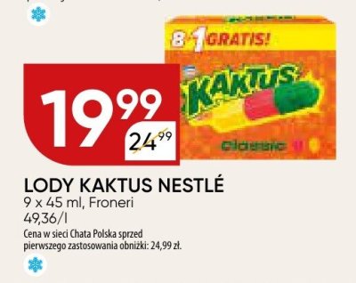 Lody kaktus nestlé 8+1 gratis promocja w Chata Polska