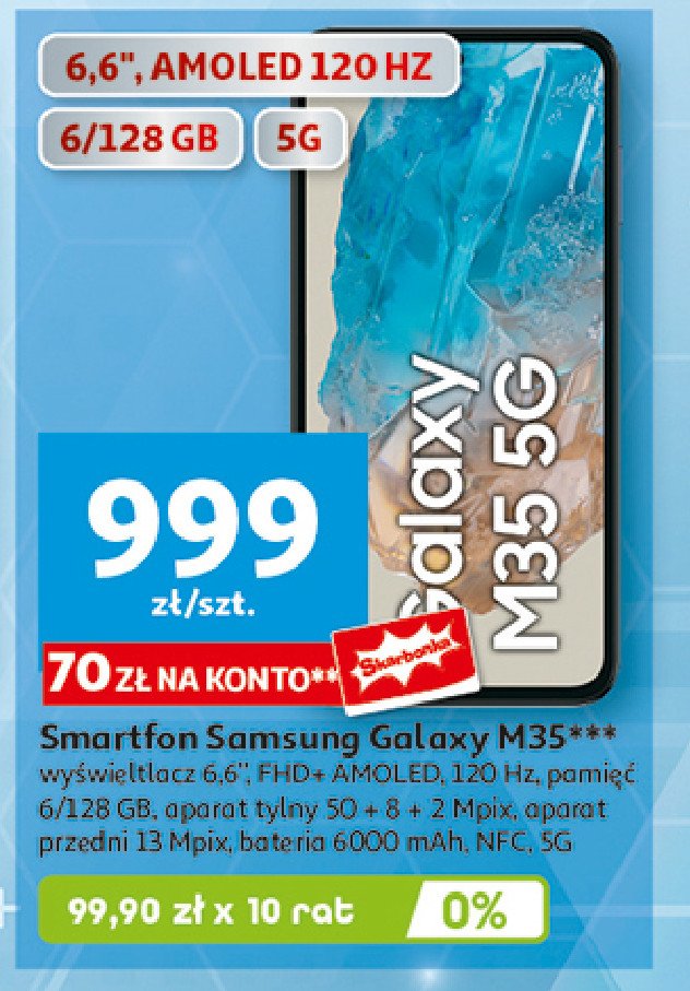 Smartfon m35 6/128 gb czarny Samsung galaxy promocja