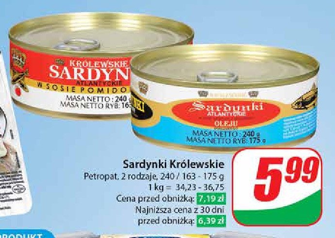 Sardynka królewska w oleju Petropat promocja