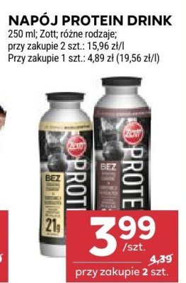 Napój Protein Drink Zott różne rodzaje promocja w Stokrotka