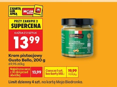 Krem pistacjowy Gusto Bello promocja w Biedronka