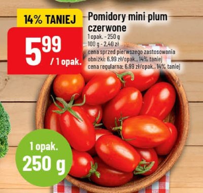 Pomidory mini plum czerwone promocja w POLOmarket