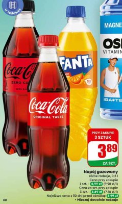 Napój gazowany Coca-Cola, Fanta różne rodzaje promocja w Dino