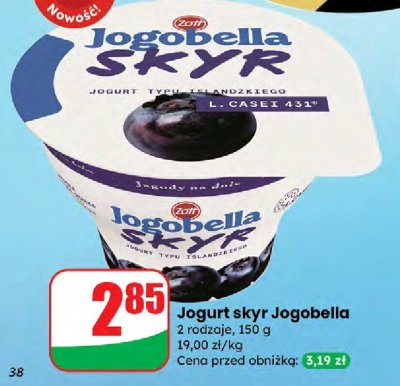 Jogurt skyr Jogobella 2 rodzaje promocja w Dino