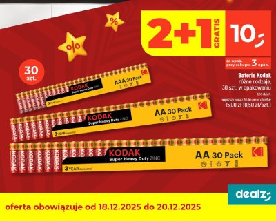 Baterie Kodak Super Heavy Duty ZINC AA 30 Pack promocja w Dealz