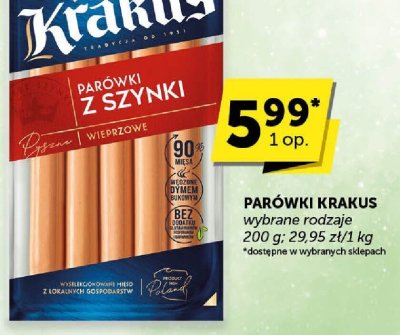Parówki Krakus wieprzowe z szynki promocja w Euro Sklep