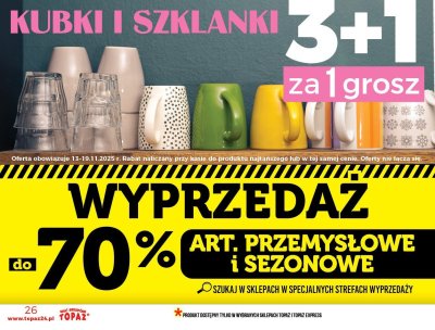 Kubki i szklanki 3+1 za 1 grosz promocja w TOPAZ