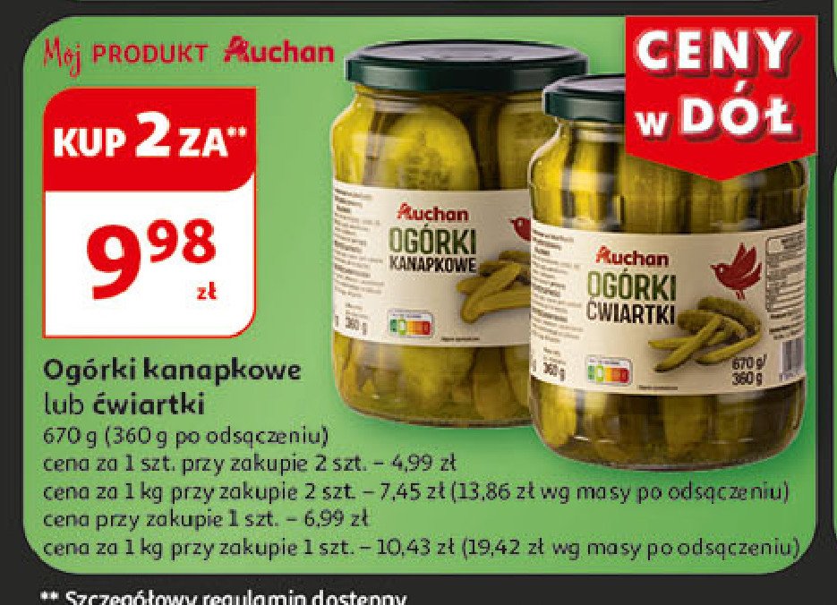 Ogórki ćwiartki Auchan promocja